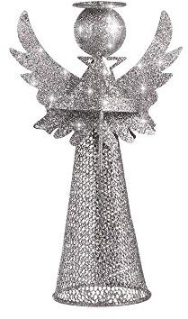 Anjing 1 x Weihnachtsbaumspitze Engel Baumspitze glitzernde Silber Christbaumschmuck