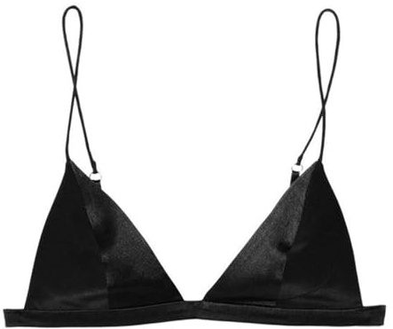 SilRiver Women's Silk Satin Triangle Bralette Wire-Free Soft Cup Bra | Premium Real Silk, Breathable, Comfortable, Second-Skin Feel. No Padding, Plunge, Seamless, Sexy