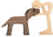 HUANRU Neueste Holzfiguren Skulptur Ornamente Set, abstrakte Stil Menschen mit Hund Statue, Freundschaft Zwischen Hund Und Menschen Denkmäler Statue Für Männer Frauen Jungen Mädchen Alte Leute