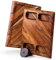 Planche à Découper Bois Contour - Grande Planche a Decouper en Acacia en Bois Durable, avec rainure pour les liquides - Peut être utilisée comme planche de service, 4 compartiments - 43 x 33 x 3,8