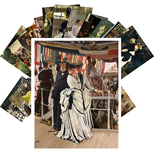 PIXILUV Vintage Postkarten Belle Epoque von James Tissot, Antikes Museumsmalerei, viktorianische edwardianische Kunst, Retro-Poster, Nachdruck, 24 Stück