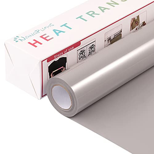 NANAPLUMS Plotterfolie Textil, 30.5cm×4m Flexfolie Plotter Textil, Bügelfolie für Textilien Transferfolie zum Aufbügeln für DIY T-Shirt, Stoffe(Grau)
