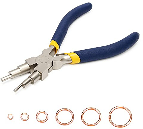 Coolrunner 6 In 1 Bail Making Pliers, 6 Step Wire Looping Pliers With Anti Slip Handle Bail Making Pliers for Jewelry Making Wire Bending Tool for Bending 3-10mm Bails, Loops, Hooks, Jump Rings