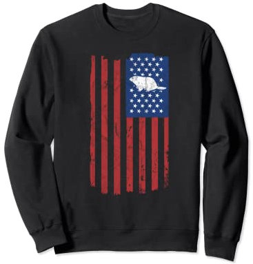Groundhog Day Vintage amerikanische Flagge Retro Wood Chuck Sweatshirt