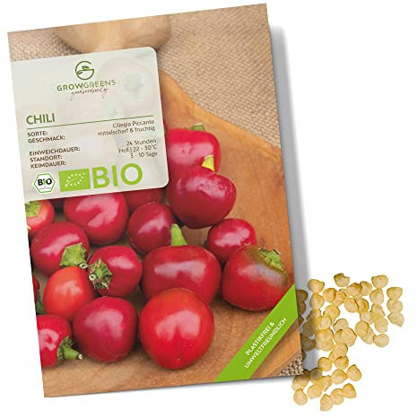 BIO Chili Samen (Ciliegia Piccante, 15.000 Scoville) - Chili Saatgut aus biologischem Anbau ideal für die Anzucht im Garten, Balkon oder Terrasse (10 Korn)