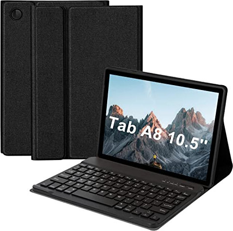 Custodia per tastiera per Samsung Galaxy Tab A8 10,5 pollici 2022, copertura con tastiera Bluetooth wireless staccabile magneticamente per Samsung A8 tastiera custodia SM-X200/X205/X207 (nero)
