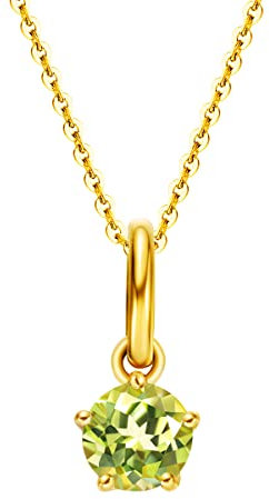 FANCIME Solide 14 Karat 585 Gold Kette mit 0,9 Karat Natürlich Peridot Anhänger, Geburtsstein Halsketten Feine Geschenk Schmuck für Damen, Verstellbares Kette: 40 + 5 cm