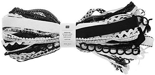Ribbon Set Lucky dip, schwarz-weiß, 30 Stk, je 1m