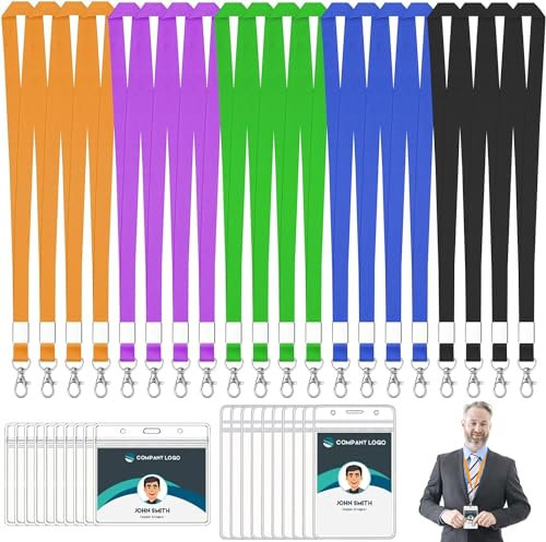 GZLCEU 20 Stk lanyard, mit Swivel Schließe schlüsselband für Geschäfts Messe Schulen Informationskarte Kartenhalter + 20 Stk Wasserdichte Ausweishülle
