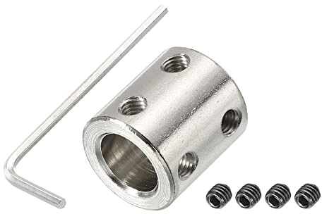 PATIKIL Wellenkupplung Anschluss L22xD20 10mm bis 12mm Bohrung Starre Welle | Kupplung Edelstahl Gelenk mit Schraubendreher für 3D Drucker Schrittmotor CNC Maschine Silber