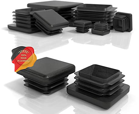 PD® Tapones laminares 30x30mm para Tubo Cuadrado | Tapones Cuadrados de plástico PE | Tapones para Tubos de Acero, Acero Inoxidable, Aluminio y perfiles de Aluminio | Tapones Cuadrados Negros | 4 PTS