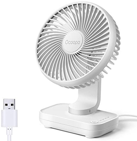 OCOOPA Ventilador de Mesa Escritorio USB 13cm, Mini Ventilador Silencioso Potente con 4 Velocidades, Rotación de 90°, Ventilador Portátil Ideal para Casa, Cocina, Dormitorio y Oficina