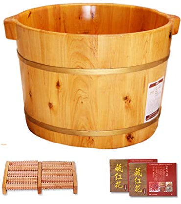 Holz-Fußbad-Eimer, großes Fußbad, Whirlpool, rundes, tiefes Holz-Fußbad, Fuß-Whirlpool für den Haushalt für Fußbad, Massage, Spa, Sauna, Einweichen (Größe: B) (A) Super einfach zu bedienen Comfortable