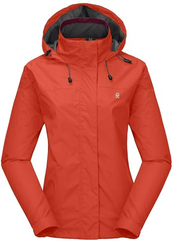 Little Donkey Andy Damen wasserdichte Regenjacke Leichte atmungsaktivem Regenjacke für Outdoor-Windbreaker zum Wandern, Reisen Orange L