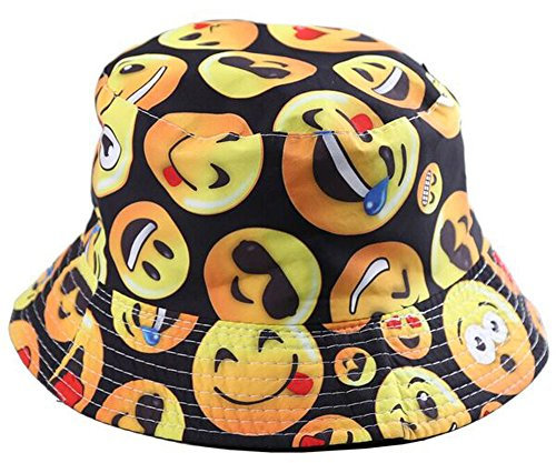 XVBCDFG BYOS Unisex Trendiger wendbarer Druck Fischerhut, verstaubar, leicht, Baumwolle, Emoji, One size