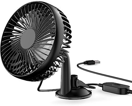 LUOFANG USB Clip on/Suction Cup Fan, Portable Small Fan with 3 Wind Speeds USB Desk Fan,360 Rotation for Car Home Office