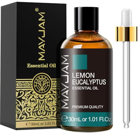 MAYJAM Olio Essenziale Di Limone Eucalipto 30ml, Olio Di Limone Eucalipto Per Diffusori, Umidificatori, Fai Da Te, Casa, Guardaroba