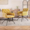 AMDXD 2er Set Esszimmerstühle mit Rautenmuster, Gepolsterter Sessel mit 4 Metallbeinen, Moderner Lounge-Stuhl, Stuhl für Wohnzimmer, Shlafzimmer und Schreibtisch aus Schwam und Samt, Gelb