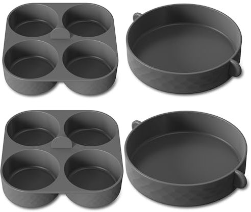 FineMade Silicone Egg Bite Molds for Instant Pot and Sous Vide Egg Bite Maker, 2 Pcs of 4 Inch Large Molds, 2 Pcs of 4-in-1 Mini Molds, Ideal for Breakfast Sandiwches, Healthy Snacks or Desserts