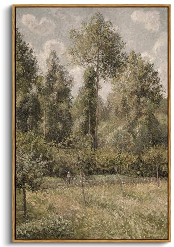 InSimSea Gerahmte Leinwanddrucke, Vintage-Dekor, Büsche, Pappeln, Naturlandschaftsgemälde, große Drucke, Bauernhaus-Dekor, klassische Wanddekorationen für Schlafzimmer, Wohnzimmer, Badezimmer, 61 x