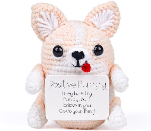 COLEESON Positive Puppy, Kreative Strickwolle Puppy Puppe,Pocket Hug Positive Kartoffel, Kreative Plush Plushie, Mutmacher Geschenk, Mutmacher Puppy Pocket Hug Geburtstagsgeschenk (A)