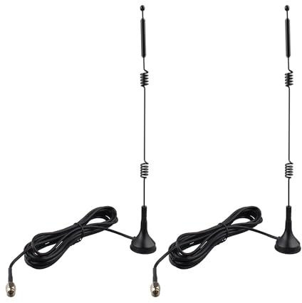 Futheda 2 Piezas Antena WiFi Doble Banda 2.4GHz 5GHz 5.8GHz 12dBi Base Magnética SMA Macho para Cámara de Seguridad Inalámbrica Grabador de Vigilancia Cámara de Visión Trasera de Remolque de Camión