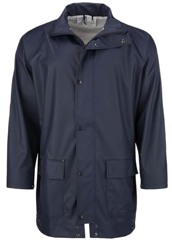 modAS Unisex PU-Regenjacke Profi - Leichte Outdoor-Jacke Damen Herren Winddicht Wasserdicht in Navy Größe 3XL
