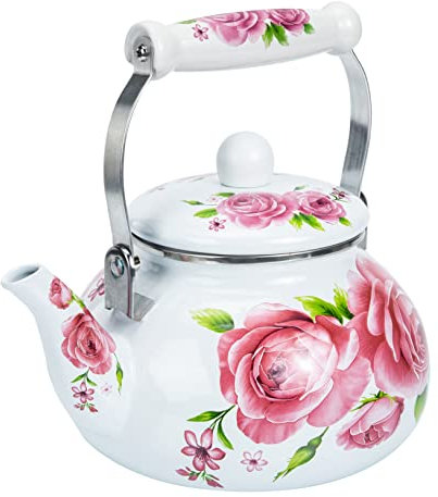 LeGDOr Enamel Kettle Camping Coffee Pot Turkish Coffee Pot Enamel Water Kettle Tea Kettle Pot Container with Lid Stainless Steel Tea Pot Hot Water Kettle Camping Stove Chinese Style