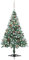 Frosted Pre-lit Christmas Tree with Ball Set Pinecones 150 cm