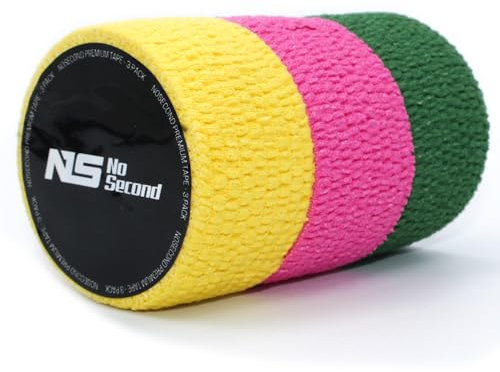 NS NOSECOND 3er-Pack Premium-Cross-Trainings-Klebeband aus elastischer Baumwolle, 38 mm x 6 m (Mix 3)