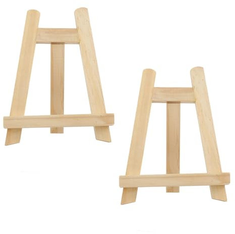 Klein Staffelei, Mini Staffeleien Holz 2 Stück, 15 x 20cm Deko-Ständer, Mini Staffelei, Kleine Tischstaffelei, Fotohalter Kartenhalter für Visitenkarten, Malhandwerk