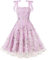 IMEKIS Damenkleid mit quadratischem Ausschnitt, Bindeband, Tüll, Vintage-Stil, bestickt, Blumenmuster, formelles Abendkleid, Party, Cocktailkleid, Flieder, Mittel