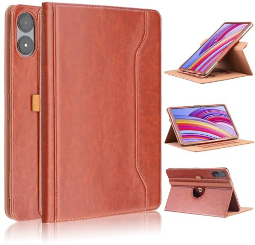TOPCASE Funda para Xiaomi Poco Pad 12.1/Redmi Pad Pro 12.1 Pulgadas 2024,Estuche Tipo Folio de Cuero con Soporte para Muñeca y Portalápices,Auto-Sueño/Estela,Marrón