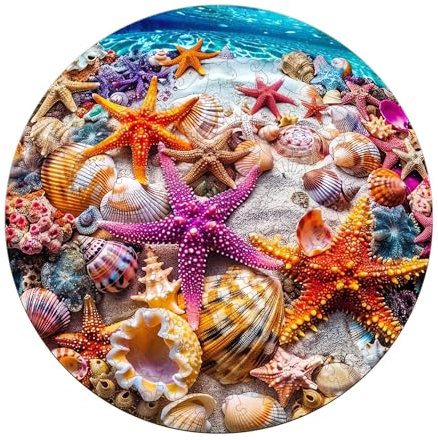 CHARMIBLE Holzpuzzle Erwachsene, 300 Teile Seesterne, 34x34cm, Realistisch, Unregelmäßige Einzigartige Puzzle, Holzpuzzle Tierform, Holz Puzzle Mit Box Aus Holz