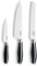 Kuppels Chef Küchenmesser Set 3-teilig | Allzweckmesser, Kochmesser & Brotmesser mit Wellenschliff | Schwarze Griffe | Messerset für die Küche
