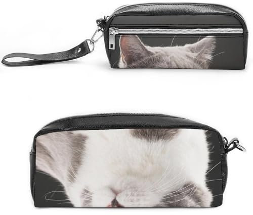 JiuPopular Leder-Federmäppchen, niedliche Brille, Schreibwaren-Tasche als Federmäppchen für Büro und Schule, Business-Reisetasche oder kleine Werkzeugbox, Make-up-Tasche, Stil:, 20*10*5.5cm,