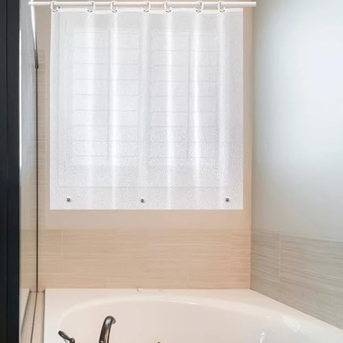 Arayarser Rideau de douche en plastique PEVA de 101,6 x 91,4 cm pour fenêtre de salle de bain, rideau de douche en vinyle imperméable et résistant 101,6 x 91,4 cm, givre soyeux