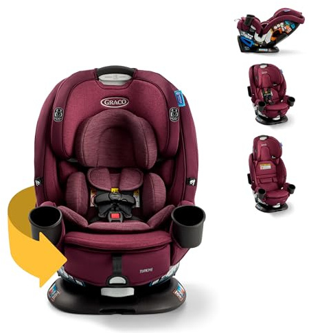 Graco Turn2Me 3-in-1 Rotating Convertible Car Seat, London, Rear-Facing Rotation Only, Forward-Facing Mode, Highback Booster Up to 100 lbs, Adjustable Headrest & Harness, Steel Reinforced Frame