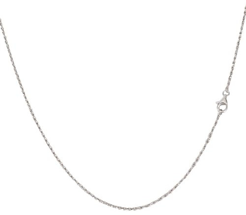 Beebeecraft Rope Chain 925 Sterling Silver 1.5mm Twist Chain Necklace with Lobster Clasp 60cm Thin Braided Diamond Cut for Women Men