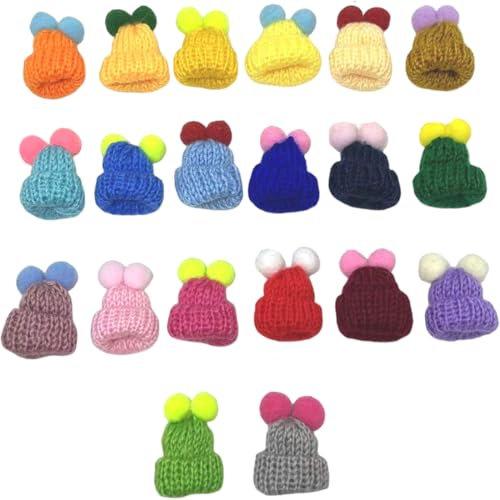 IKOPFLN 20 Stück Mini Strickmütze für Basteln und Dekoration – Vielfältig Einsetzbar für Feste, Puppen, Weinflaschen und mehr,Mini Weihnachtsmütze Set, für Weinflasche Abdeckung, Puppenhaus