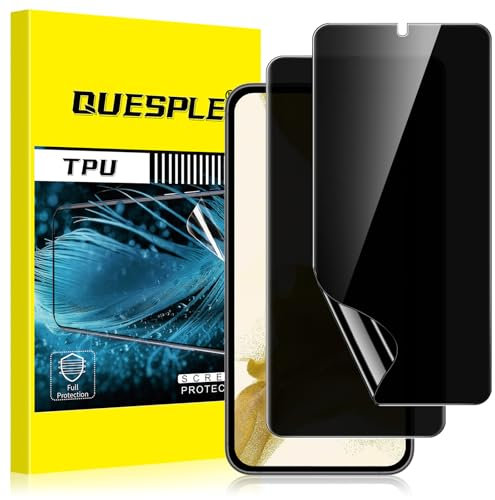 QUESPLE [2 Stück] Privacy Schutzfolie für Samsung Galaxy S22 5G, Anti-Kratzen, Anti Spähen, Fingerabdruck-ID Blasenfreie Weich TPU Displayschutzfolie für Samsung S22 Anti-Spy Folie