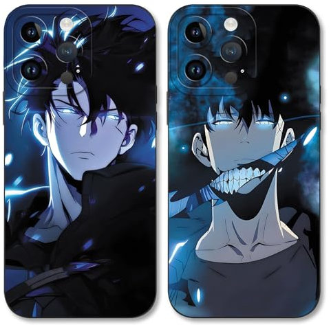 TBNMBGY 2 Stück Schwarz Cartoon Handyhülle für iPhone 14 Pro Max 6.7 Hülle, Anime Motiv Heißblütiger Manga Muster Silikon TPU Case Fallschutz Kratzfest Stoßfest Jungs Schutzhülle, Manga