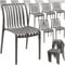 tectake® Gartenstühle stapelbar, Gartenmöbel Set, Balkon Möbel, Bistro Set, Sessel, Outdoor Möbel, Balkonmöbel, Terrassenmöbel - anthrazit, 6er Set