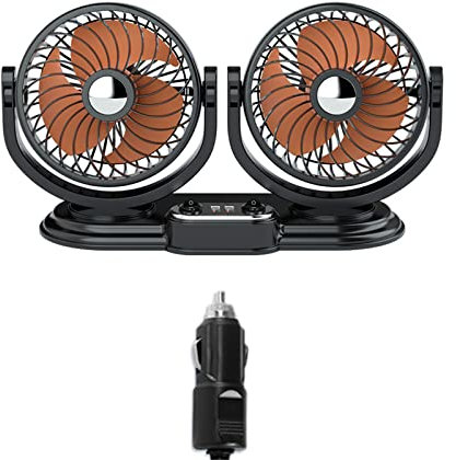 Ventilateur de voiture USB 12 V rotatif à 360 degrés avec 2 ports USB pour bureau, cuisine