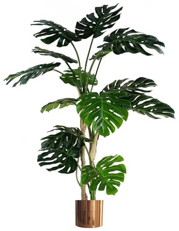 Leaf Artificial Monstera Plant With Metal Planters