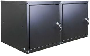 PROREGAL Mega Deal 2X Schließfachwürfel Cubic HxBxT 45x45x45cm Schwarz Schließfachschrank Metallspind Wertfachschrank Umkleideschrank 2 Fächer