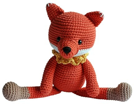 Generisch Amigurumi Fuchs gehäkelt – Handmade Kuscheltier ca. 23 cm – Handgemachtes Stofftier – Geschenk Baby Taufe Kinder – Serie Waldfreunde