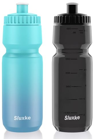 SLUXKE 24oz Bike Water Bottle 2Pack, 720ml Sports Squeeze Bottle Lightweight, Durable Cycling Water Bottle Fits Most Bike Cages
