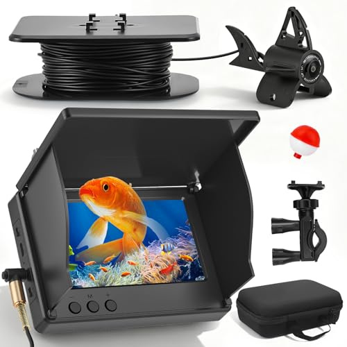 Underwater Fishing Camera, Portable Fish Finder Video Camera with 4.3 Inch IPS Display, 30M Cable, 5000mAh Battery, Waterproof 220° Wide Angle Infrared LED Night Vision for Ice River Boat Fishing