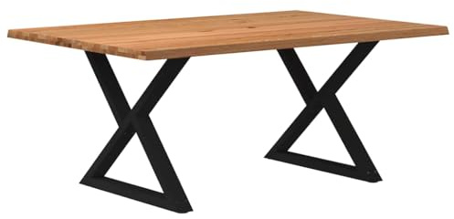 Fangmaliuyun Esstisch Massivholz Eiche 180x120x74 cm Naturkante Modernes Design Robust & Langlebig für Esszimmer Balkon Küche Wohnzimmer